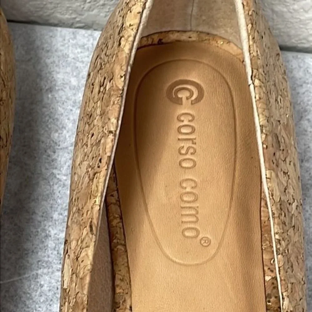 New Corso Como Jullia Natural Tan Cork Ballet Flat Balletcore Sz 11